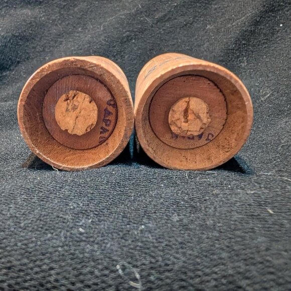 Wooden novelty salt and pepper shakers titled 'Salty and Peppy' - Picture 2 of 3